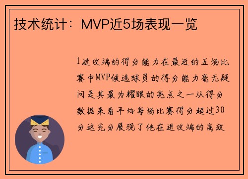 技术统计：MVP近5场表现一览